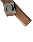 Dolce & Gabbana Metallic Bronze Leather Square Metal Buckle Belt
