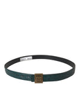 Dolce & Gabbana Dark Green Leather Square Metal Buckle Belt