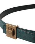 Dolce & Gabbana Dark Green Leather Square Metal Buckle Belt
