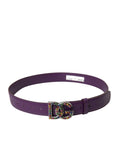 Dolce & Gabbana Purple Leather DG Logo Studs Metal Buckle Belt