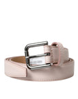 Dolce & Gabbana Light Pink Leather Silver Metal Buckle Belt
