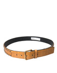 Dolce & Gabbana Beige Alligator Leather Studded Metal Buckle Belt
