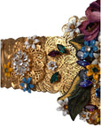 Dolce & Gabbana Multicolor Embellished Floral Crystal Wide Waist Belt