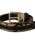 Dolce & Gabbana Multicolor Jacquard Leather Logo Buckle Belt