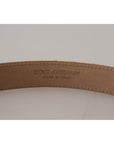 Dolce & Gabbana Pink Jaquard DG Logo Gold Metal Buckle Belt