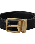 Dolce & Gabbana Black Exotic Leather Gold Metal Buckle Belt