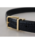 Dolce & Gabbana Black Exotic Leather Gold Metal Buckle Belt