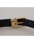 Dolce & Gabbana Black Exotic Leather Gold Metal Buckle Belt