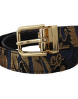 Dolce & Gabbana Multicolor Jacquard Leather Logo Buckle Belt