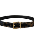 Dolce & Gabbana Multicolor Jacquard Leather Logo Buckle Belt