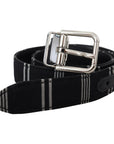 Dolce & Gabbana Black White Cotton Metal Silver Buckle Belt
