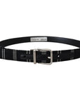 Dolce & Gabbana Black White Cotton Metal Silver Buckle Belt