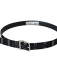 Dolce & Gabbana Black White Cotton Metal Silver Buckle Belt