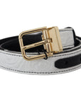 Dolce & Gabbana White Black Patchwork Gold Metal Buckle Belt