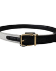 Dolce & Gabbana White Black Patchwork Gold Metal Buckle Belt