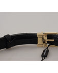 Dolce & Gabbana White Black Patchwork Gold Metal Buckle Belt