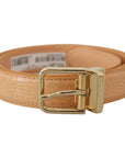 Dolce & Gabbana Beige Exotic Leather Gold Metal Buckle Belt