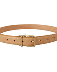 Dolce & Gabbana Beige Exotic Leather Gold Metal Buckle Belt