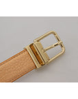 Dolce & Gabbana Beige Exotic Leather Gold Metal Buckle Belt