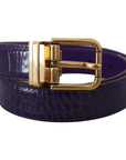 Dolce & Gabbana Purple Exotic Leather Gold Metal Buckle Belt