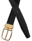 Dolce & Gabbana Black Calf Leather Gold Metal Buckle Belt