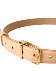 Dolce & Gabbana Beige Calfskin Leather Gold Metal Buckle Belt