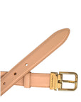 Dolce & Gabbana Beige Calfskin Leather Gold Metal Buckle Belt