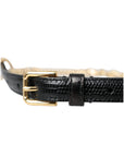Dolce & Gabbana Black Leather Gold Chain Crystal Waist Women Belt
