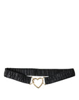 Dolce & Gabbana Black Leather Gold Heart Metal Buckle Belt