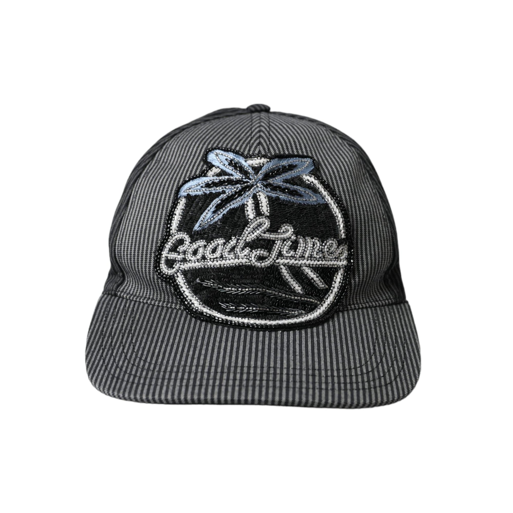 Dolce & Gabbana Black Cotton Embellished Baseball Hat Men