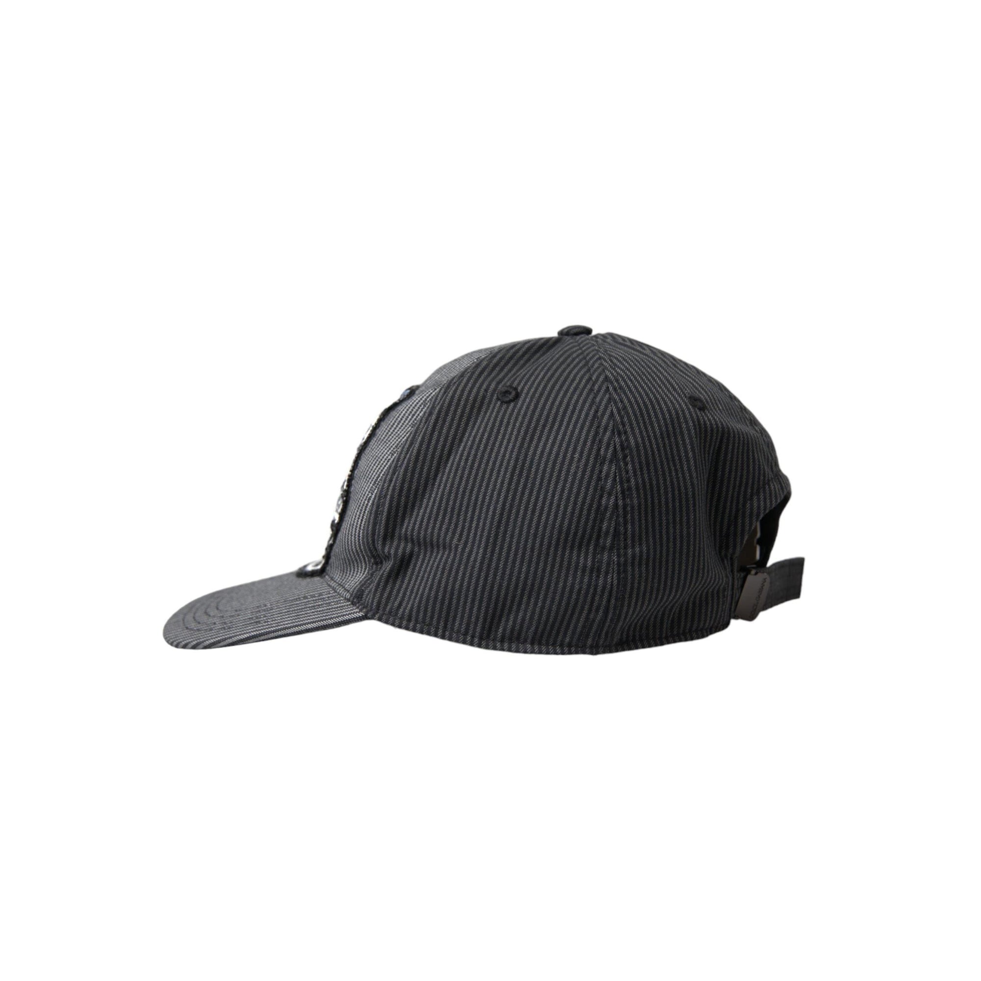 Dolce & Gabbana Black Cotton Embellished Baseball Hat Men