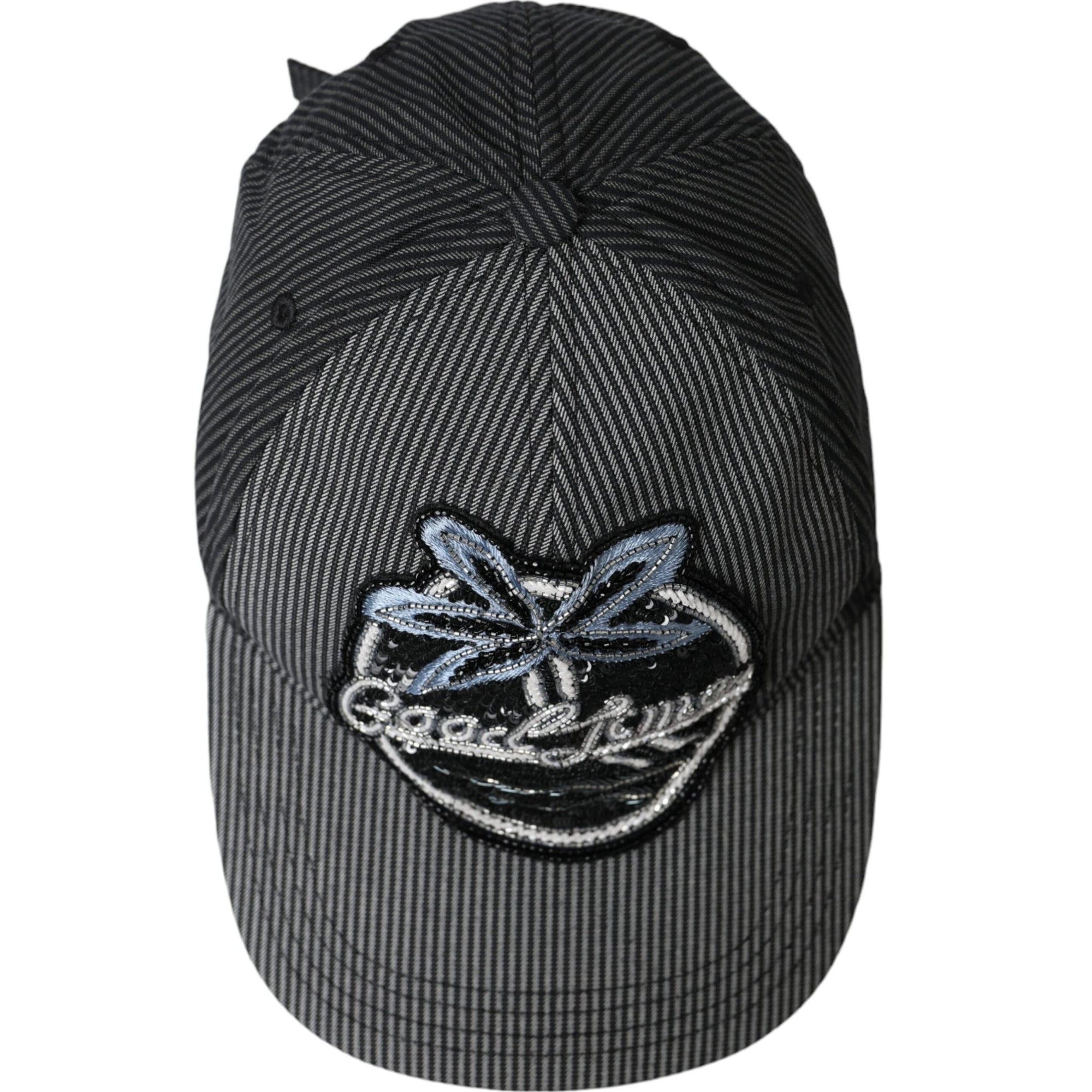 Dolce & Gabbana Black Cotton Embellished Baseball Hat Men