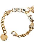 Dolce & Gabbana Gold Tone Brass Chain MY DOG Heart Bracelet