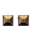 Dolce & Gabbana Gold Plated Brass Crystal Square Pin Cufflinks
