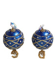 Dolce & Gabbana Gold Brass Blue Dangle Christmas Ball Crystal Clip On Earrings