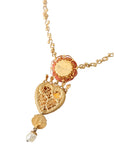 Dolce & Gabbana Gold BrassChain Sacred Heart Rose Crystal Charm Necklace