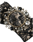 Dolce & Gabbana Black Lace Crystal Handmade Brooch Hair Pin