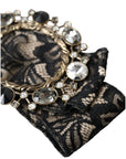 Dolce & Gabbana Black Lace Crystal Handmade Brooch Hair Pin