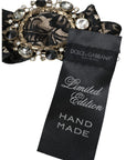 Dolce & Gabbana Black Lace Crystal Handmade Brooch Hair Pin