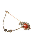 Dolce & Gabbana Gold Brass Crystal Chain 925 Sterling Silver Pin Brooch