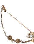 Dolce & Gabbana Gold Brass Crystal Chain 925 Sterling Silver Pin Brooch