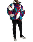 Dolce & Gabbana Multicolor Logo Windbreaker Puffer Jacket