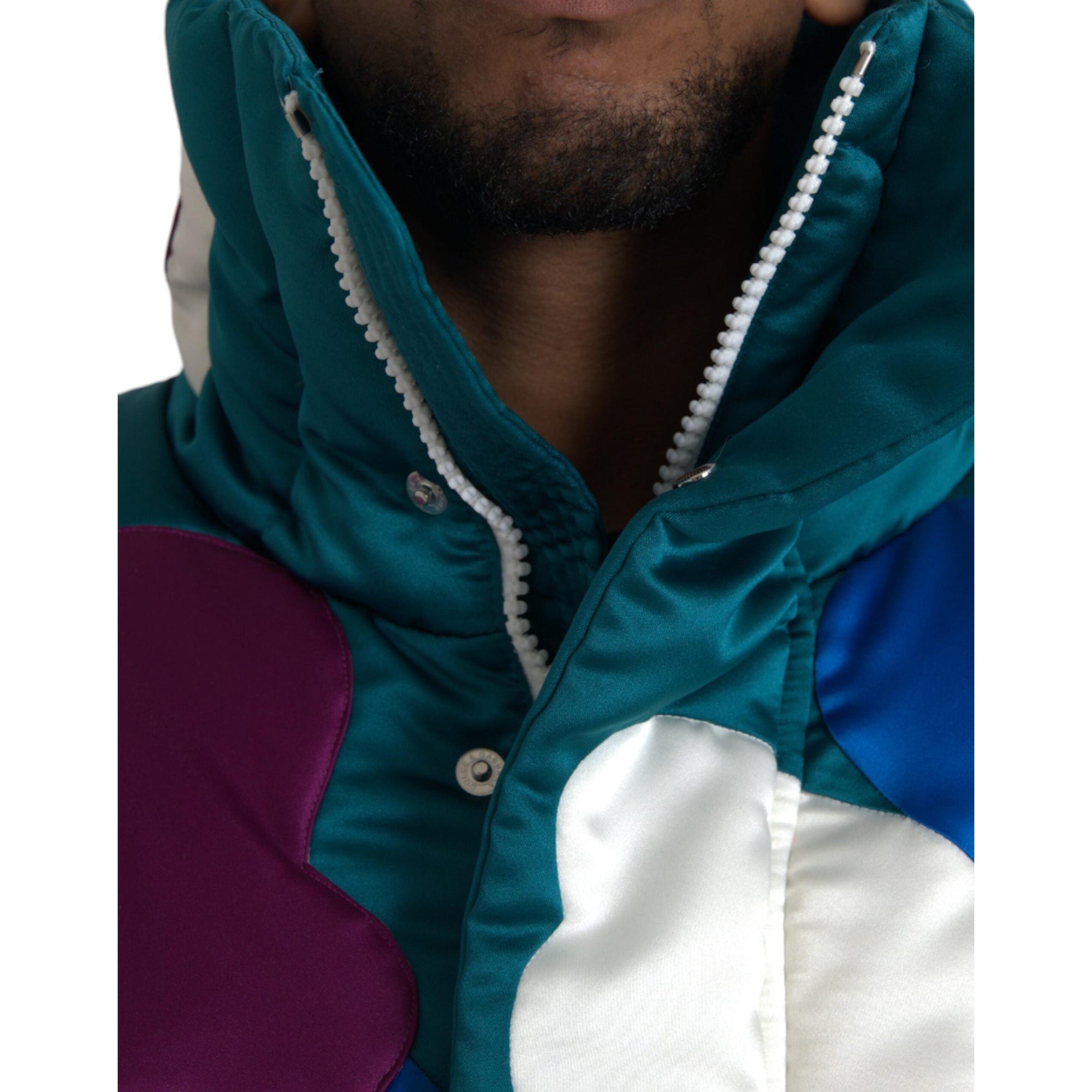 Dolce & Gabbana Multicolor Floral Windbreaker Puffer Jacket