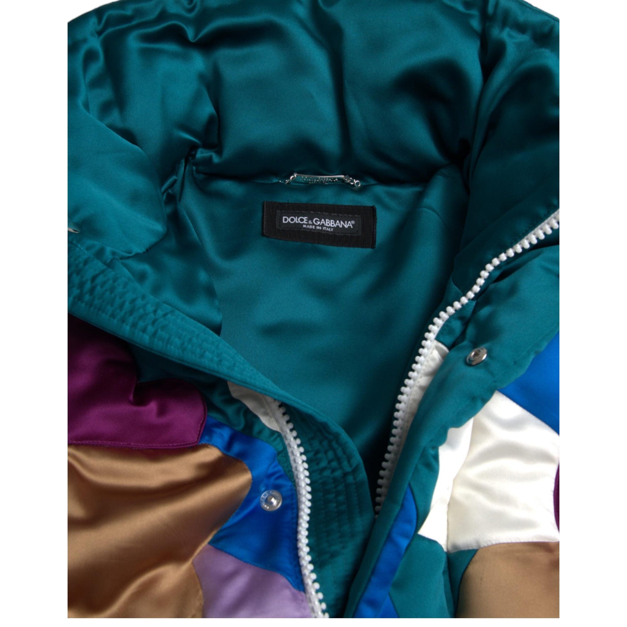 Dolce & Gabbana Multicolor Floral Windbreaker Puffer Jacket