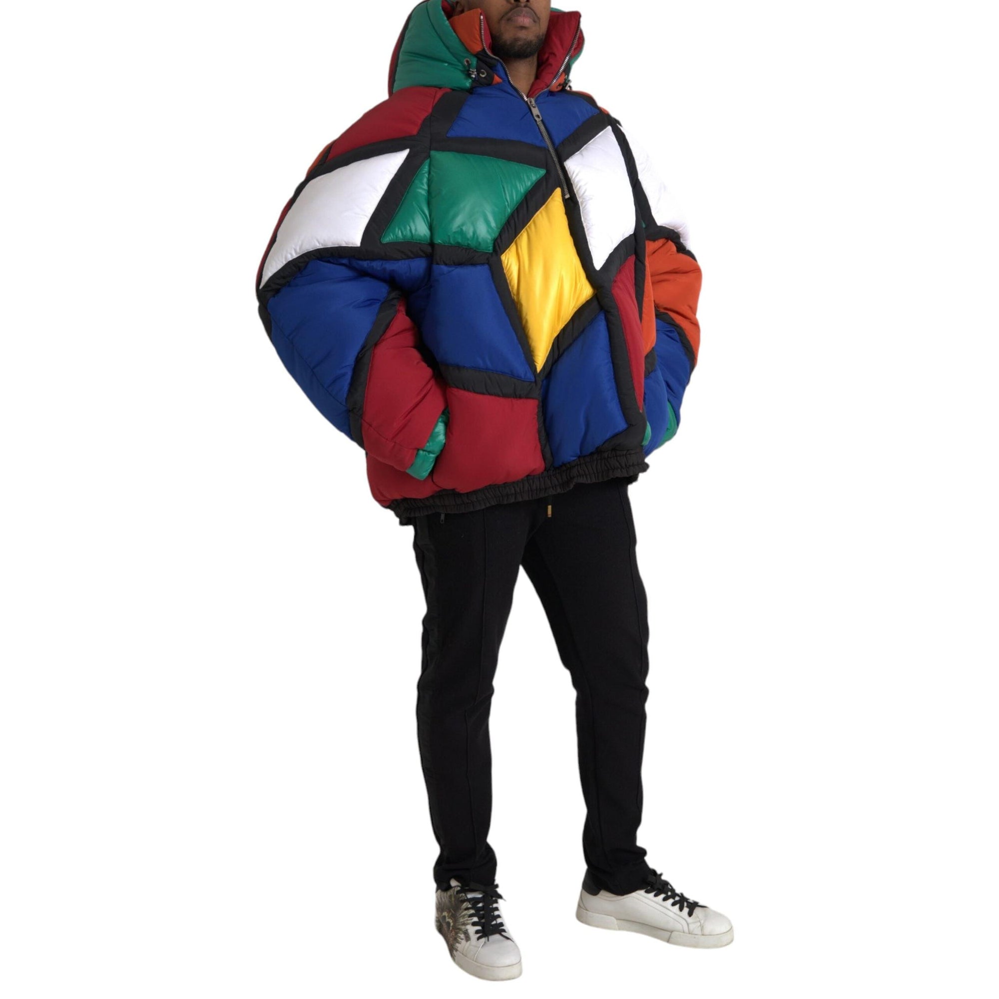 Dolce & Gabbana Multicolor Quilted Hooded Puffer Jacket