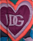 Dolce & Gabbana Multicolor Heart Logo Hooded Puffer Jacket