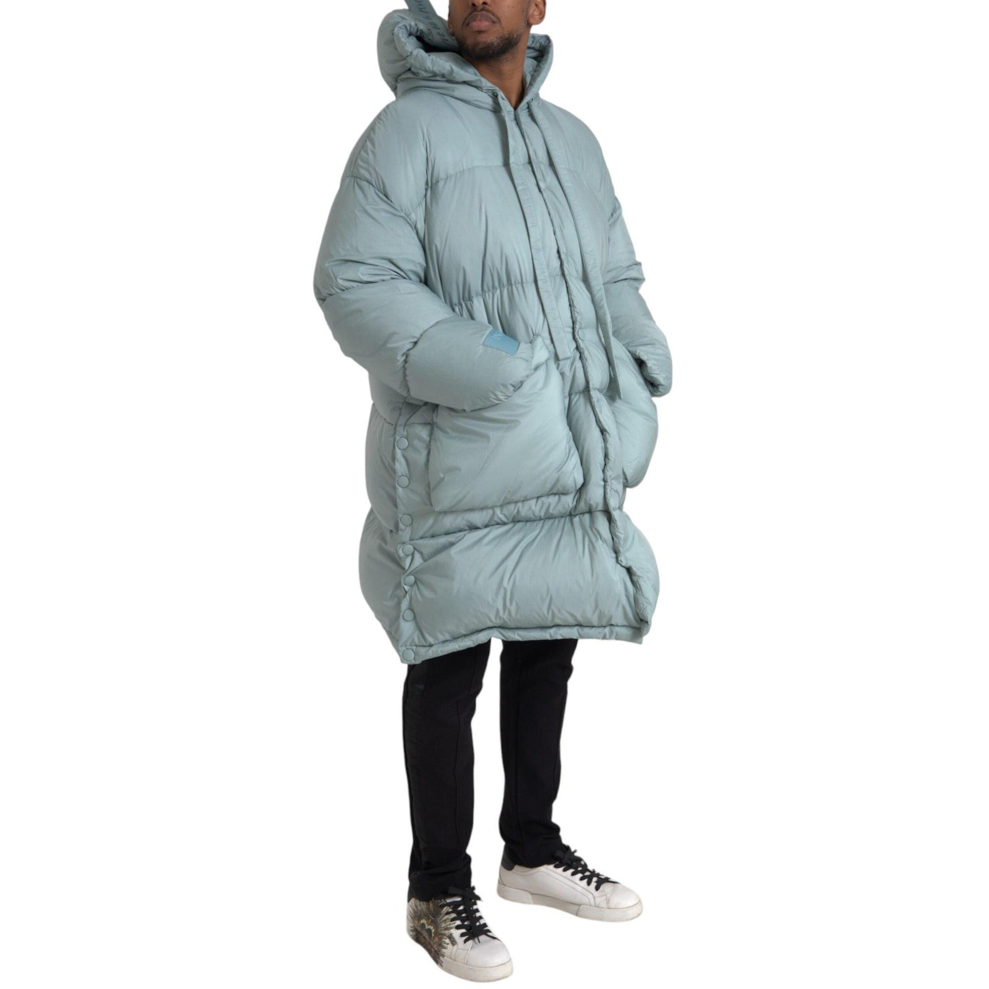 Dolce & Gabbana Light Blue Quilted Hooded Puffer Jacket Men