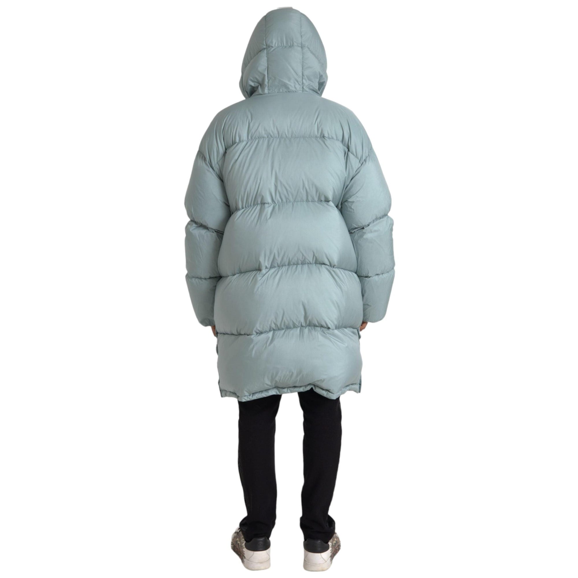 Dolce & Gabbana Light Blue Quilted Hooded Puffer Jacket Men
