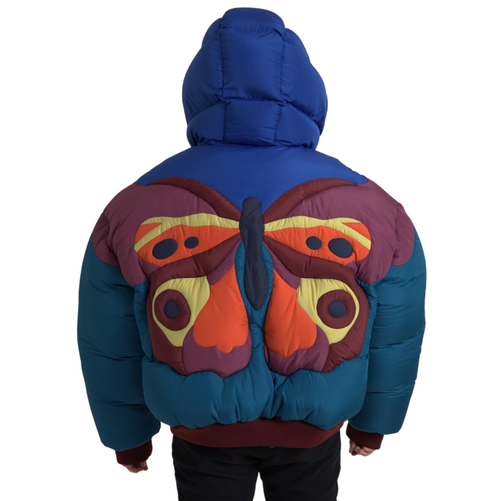 Dolce & Gabbana Multicolor Butterfly Hooded Puffer Jacket