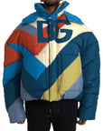 Dolce & Gabbana Multicolor Logo Windbreaker Puffer Jacket